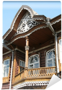 A Fragment Of A Wooden House With A Balcony Thread - Gazebo (400x400)