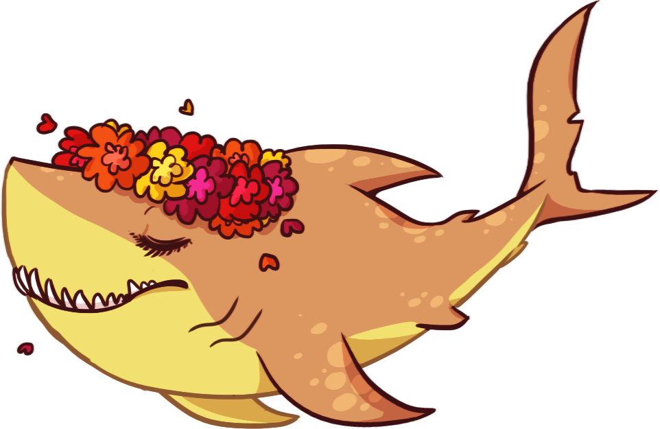 Flower Shark By Panguinous - Shark With Flower Crown (962x625)