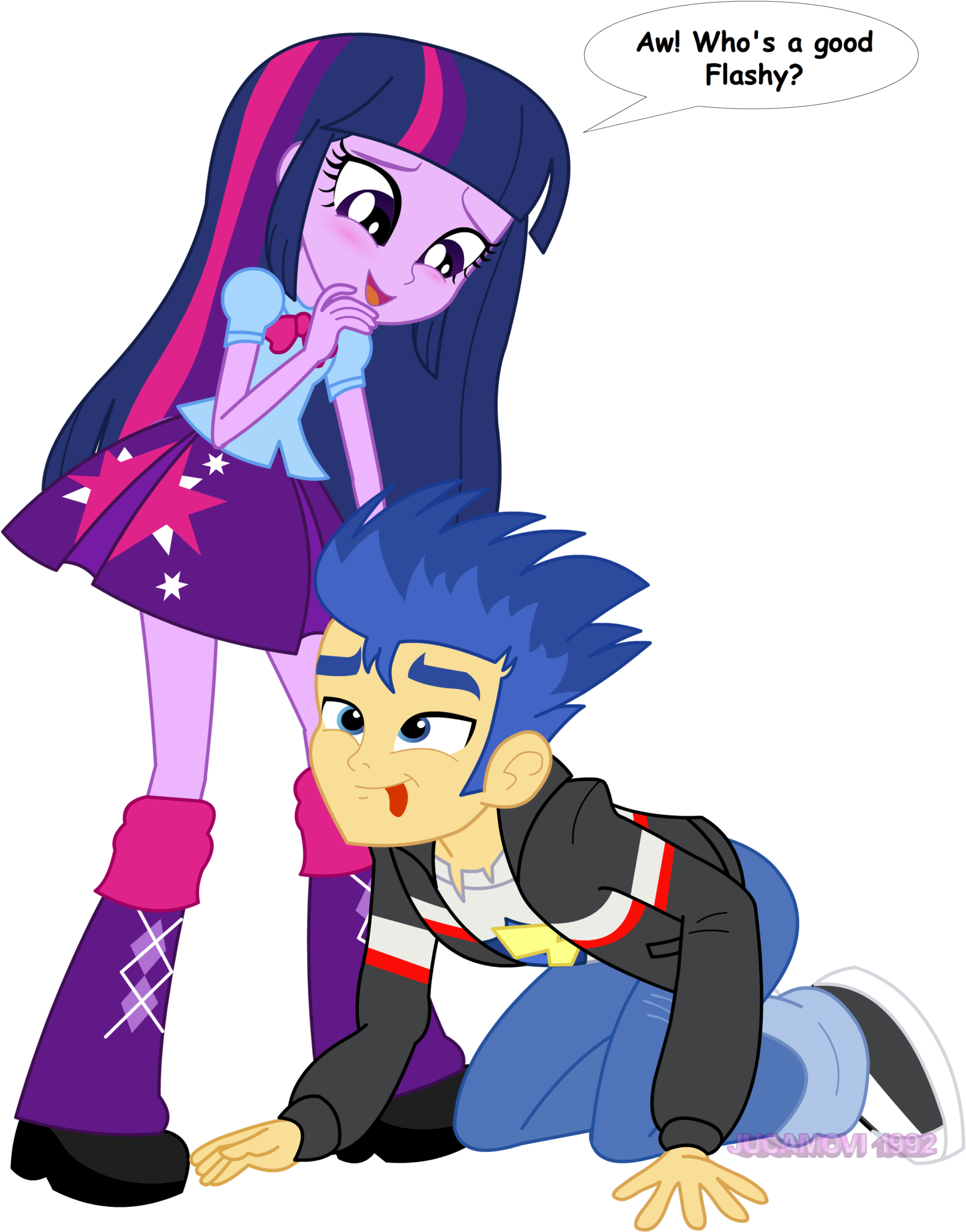 Twilight And Doggie Flashy By Jucamovi1992 Twilight - Timber Spruce Vs Flash Sentry (1600x2263)