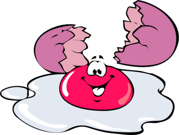 Spilled Egg Smiling Vector Clip Art - Omelet Clipart (600x453)