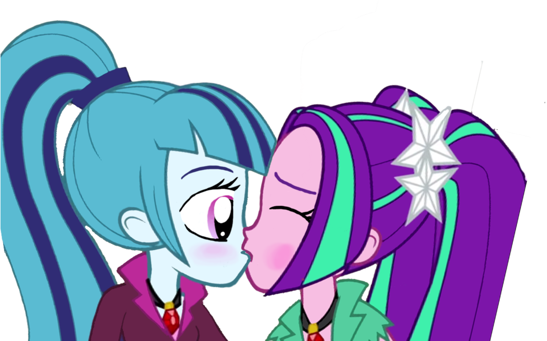 Sonata Dusk And Aria Blaze Kiss By Sunsetwishesmlp - Aria Blaze X Sonata Dusk (1192x670)