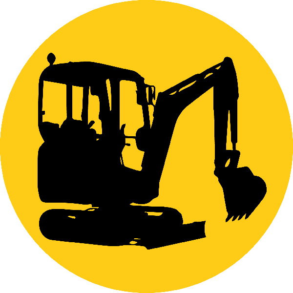 Minidiggersilhouette 600x600 - Mini Digger Clipart (600x600)