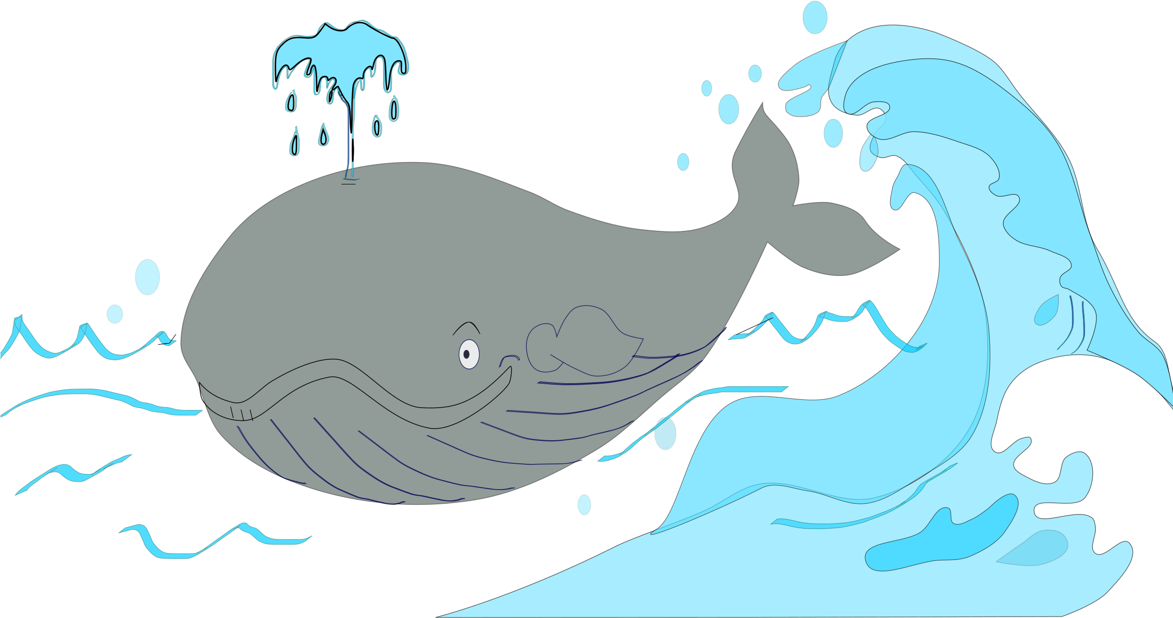 Mammal Clipart Ballena - Gambar Ikan Paus Animasi (2400x1425)
