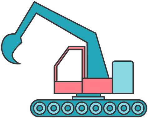 Colored Excavator Digging Machinery Transparent Png - Excavation (512x512)