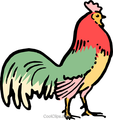 Cartoon Rooster Royalty Free Vector Clip Art Illustration - Dessin D Animaux De La Ferme En Couleur (451x480)