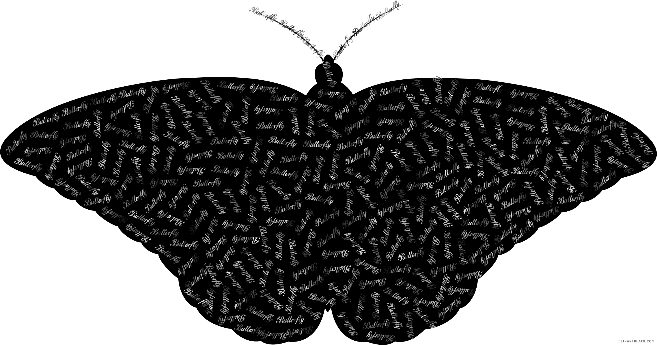 Prismatic Butterfly Animal Free Black White Clipart - Typography (2276x1195)