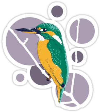 'kingfisher On A Bough' Sticker By Savousepate - Woodpecker (375x360)