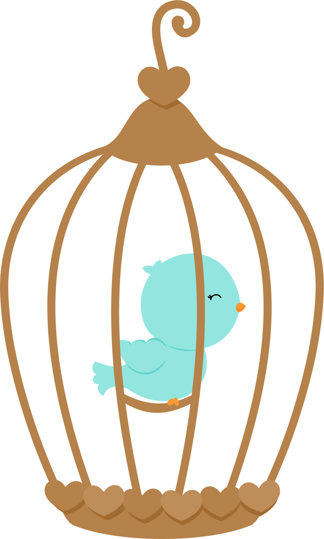 Aves & Passáros & Corujas Etc - Bird In Cage Clipart (1080x1797)
