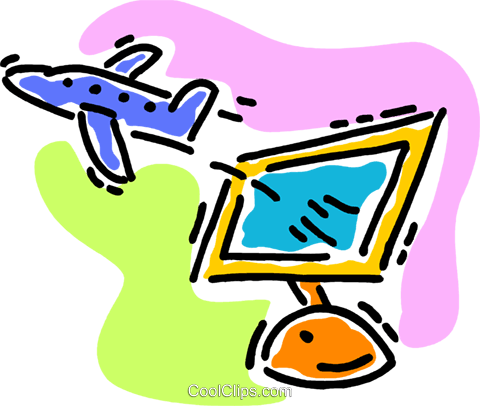 On-line Travel Arrangements Royalty Free Vector Clip - On-line Travel Arrangements Royalty Free Vector Clip (480x406)