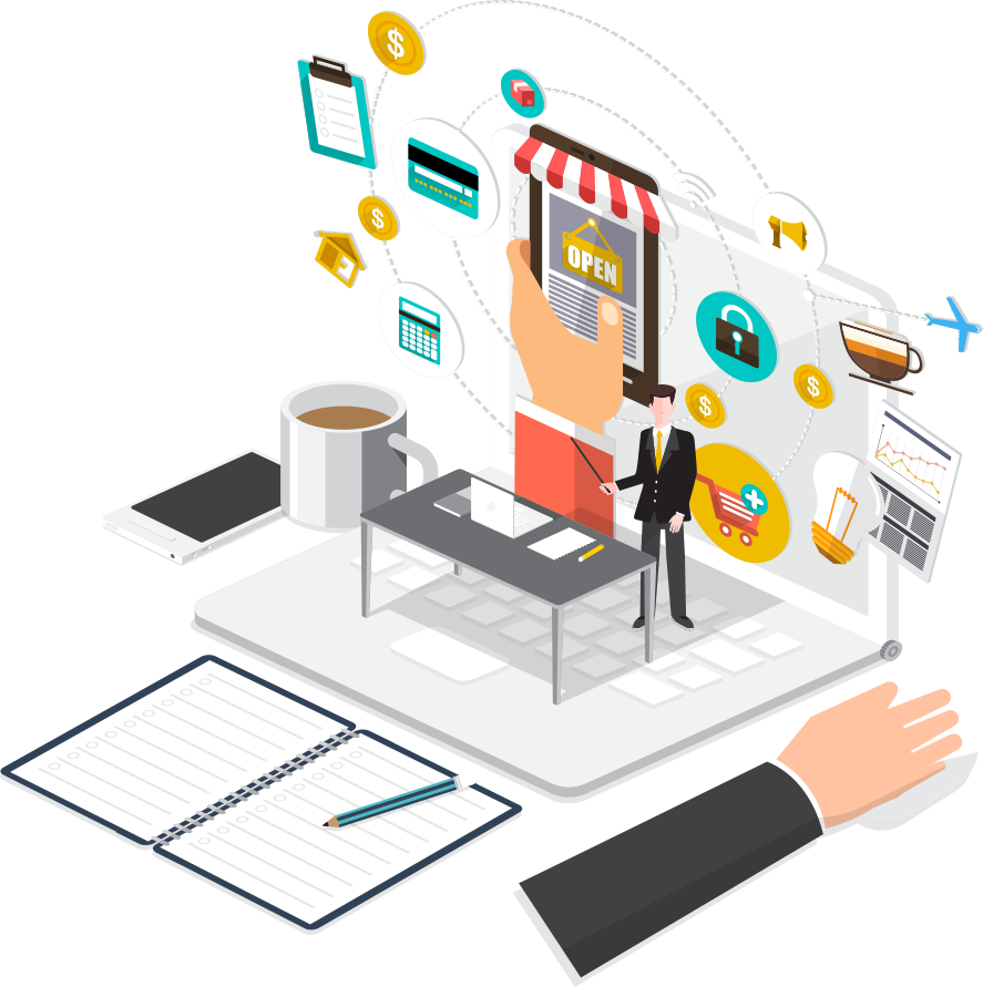 Vector Online Shopping - Vector Graphics (887x891)