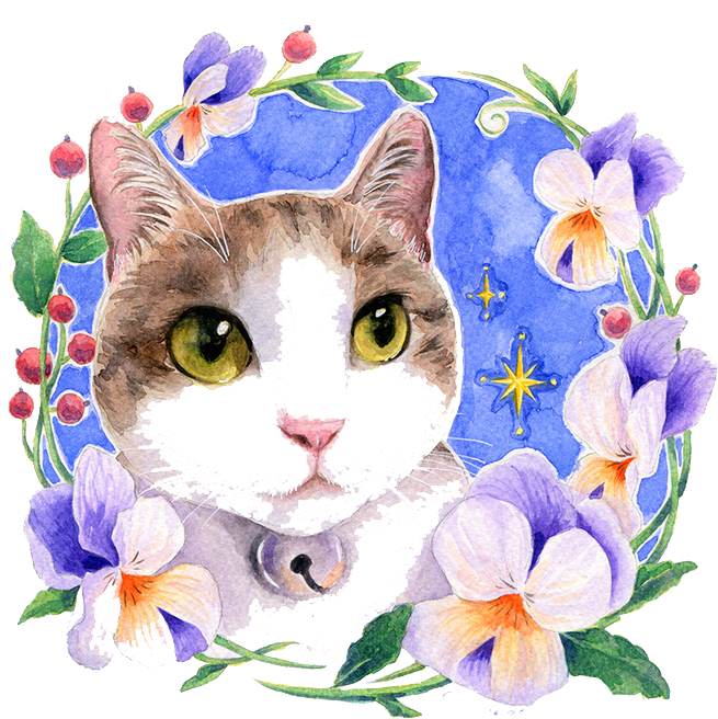 Flowers Cat Watercolour Flowers Watercolor Painting - Watercolor Painting (658x697)