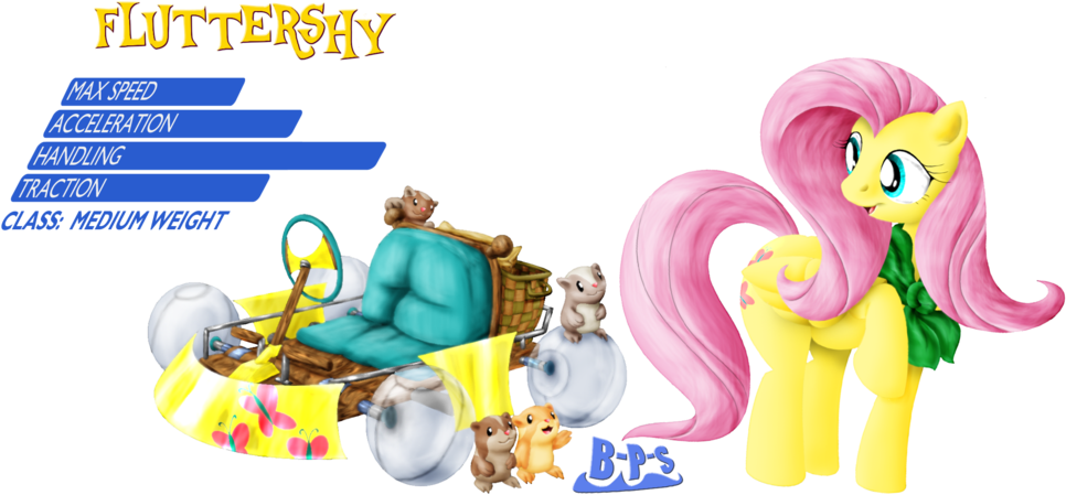 Fluttershy By Blue Paint Sea - Ponykart (1024x512)