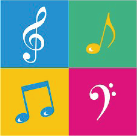 Mouse Mat: Treble Clef And Keyboard Design. (512x512)