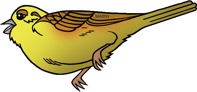 United States Clip Art By Phillip Martin, State Bird - Alabama State Bird Picture Yellowhammer (648x313)