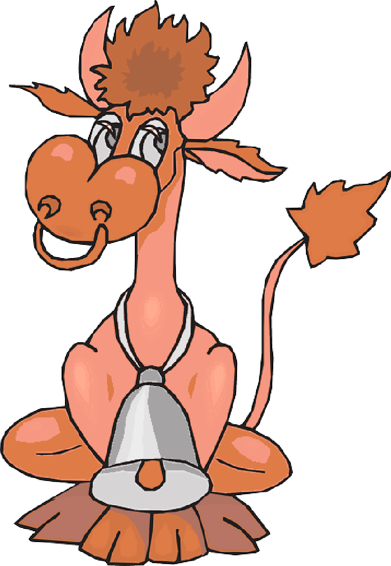 Cartoon, Cow, Bell, Ring, Sitting, Animal - Bull (800x1158)