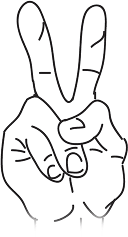 Fingers Crossed Clip Art - 2 Finger Peace Png (500x500)