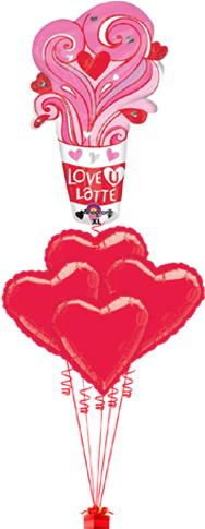 Love You Latte Foil Red - 28" Love U Latte Jumbo Balloon - Mylar Balloons Foil (600x600)