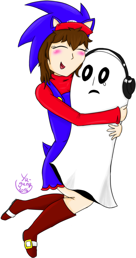 Mariosoniclover Hugging Napstablook By Yu-gang Mariosoniclover - Cartoon (727x1098)