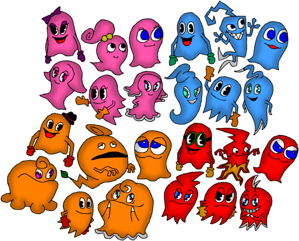 Ghost Gang Varieties By Ashumbesher - Pac Man World Rally Inky (977x818)