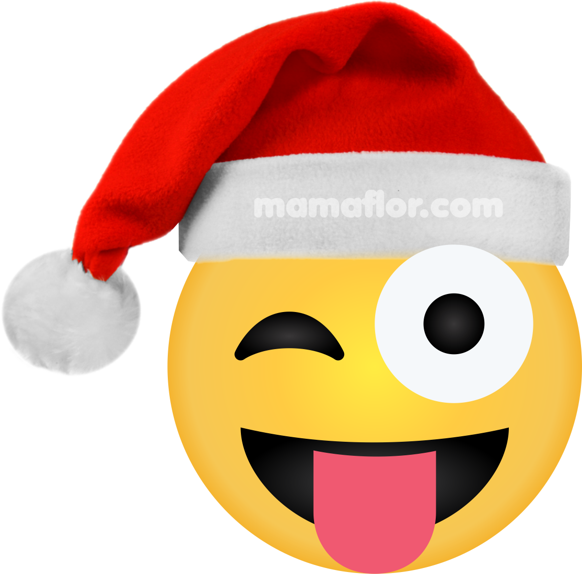 Emoji Eye Wink Sticker Tongue - Emojis Navideños Para Imprimir (1162x1146)