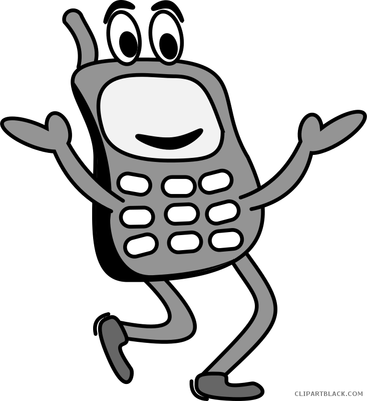 Mobile Phone Tools Free Black White Clipart Images - Mobile Image Png Cartoon (733x800)