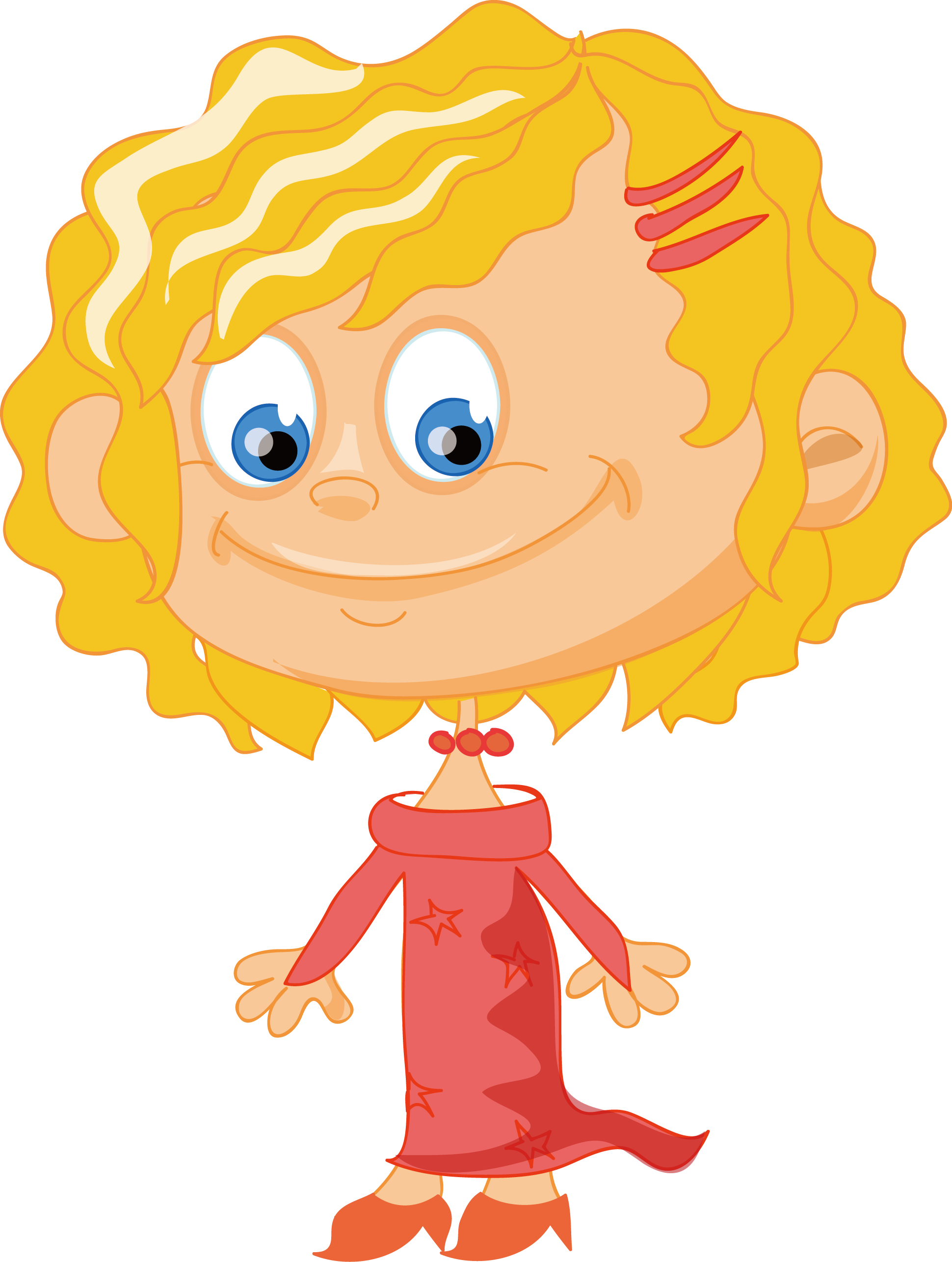 Vector Little Girl With Curly Hair - Cartoon (1940x2572)