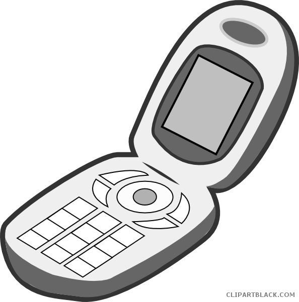 Mobile Phone Tools Free Black White Clipart Images - Cell Phone Clipart Png (594x601)