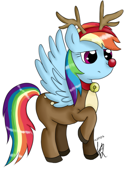 Dashie The Red Nosed Reindeer By Bubblehun - Cartoon (783x1020)