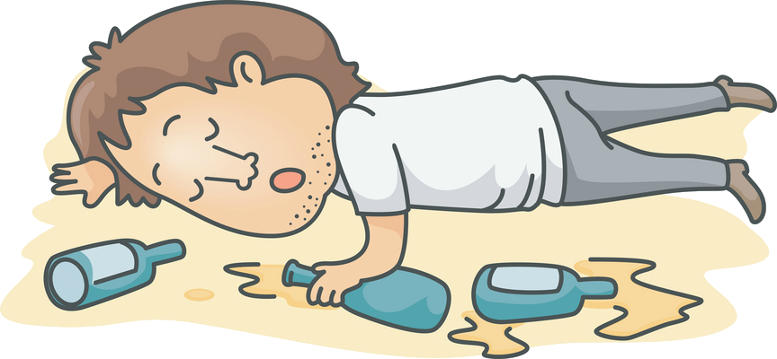 Cartoon Alcohol Intoxication Clip Art - Passed Out Drunk Cartoon (864x400)