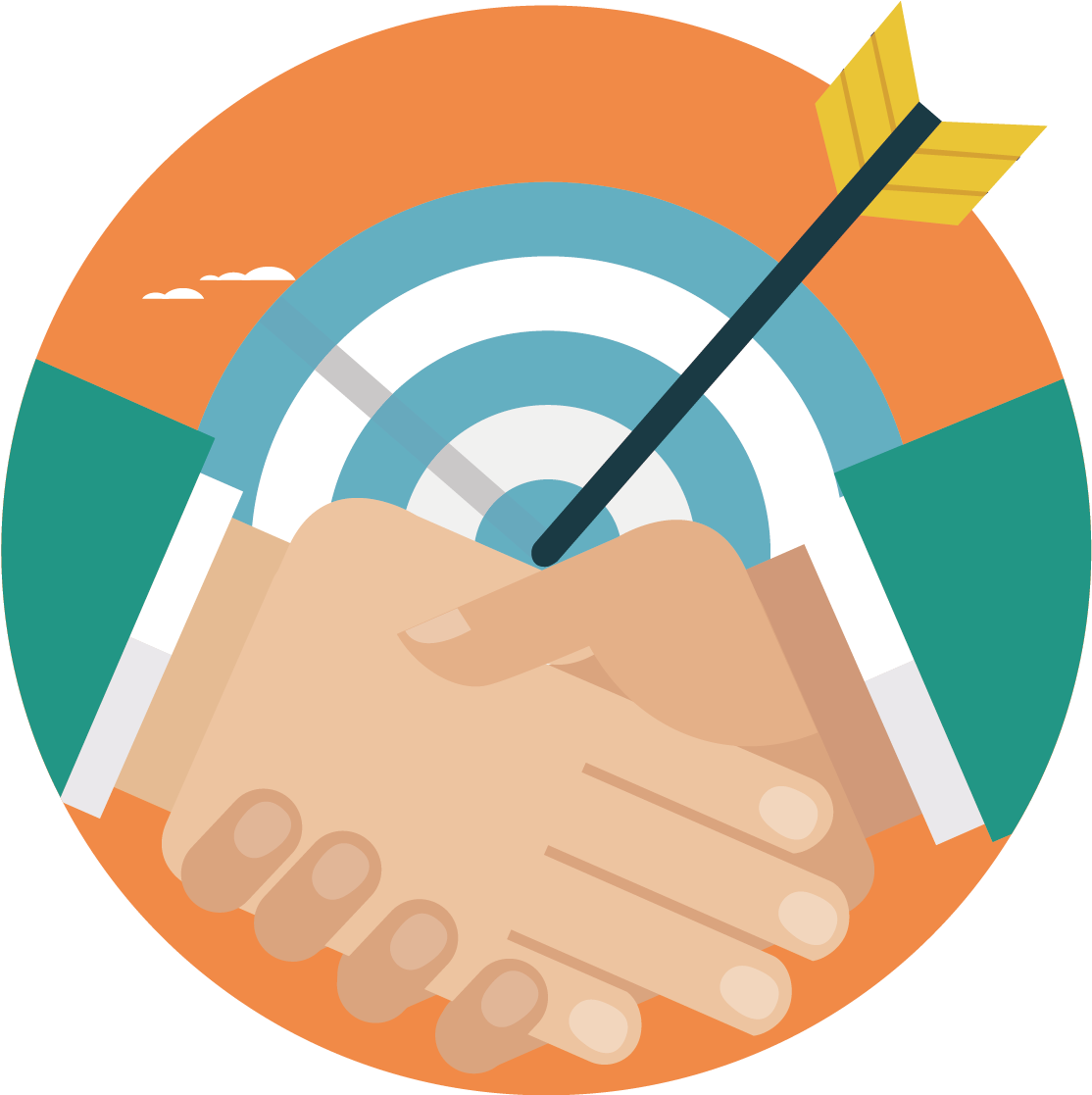 Vector Painted Handshake Hit The Target 1379*1116 Transprent - Vector Graphics (1379x1116)