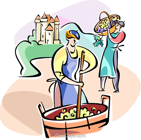 People Making Wine Royalty Free Vector Clip Art Illustration - Food Processing Clipart (480x476)