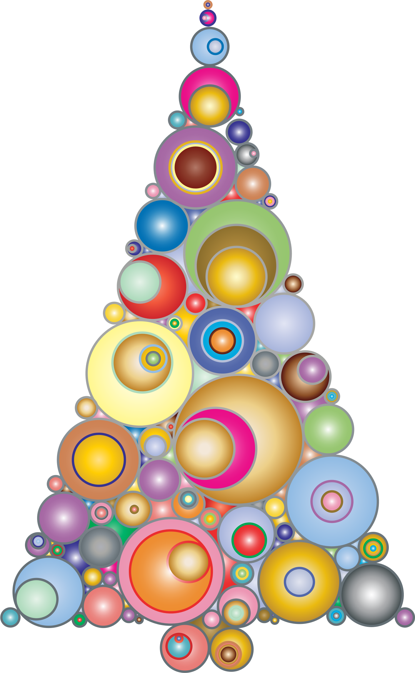 Abstract Circles Christmas Tree 3 - Rainbow Christmas Tree Transparent (1411x2288)