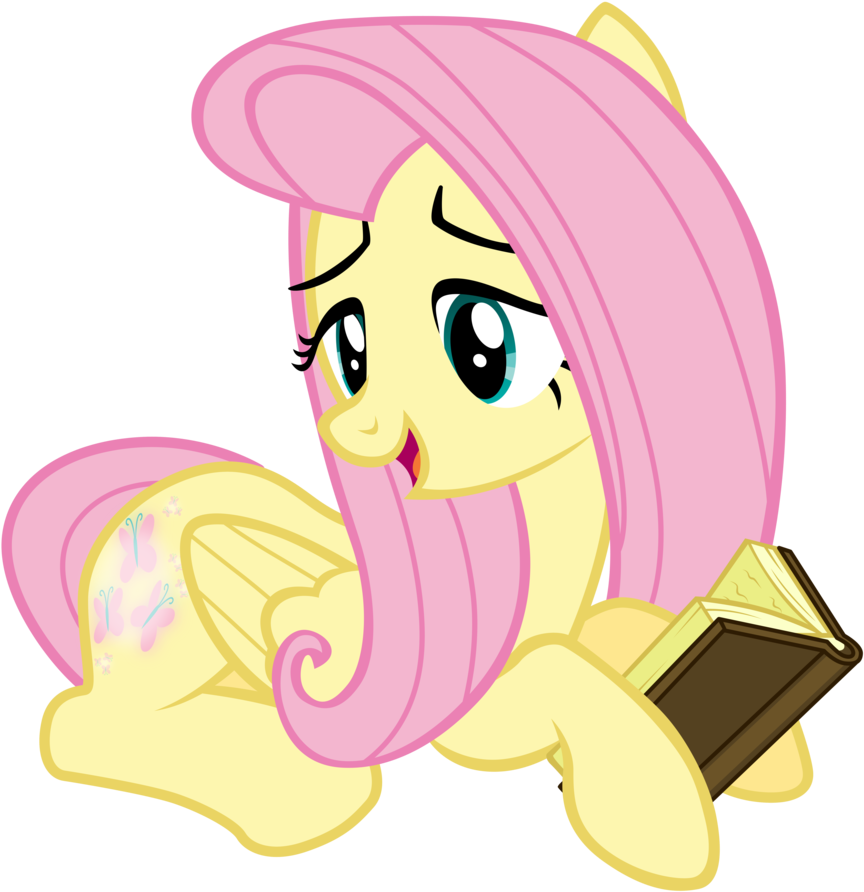 Fluttershy Reading A Book By Tardifice - My Little Pony Reading A Book (887x900)