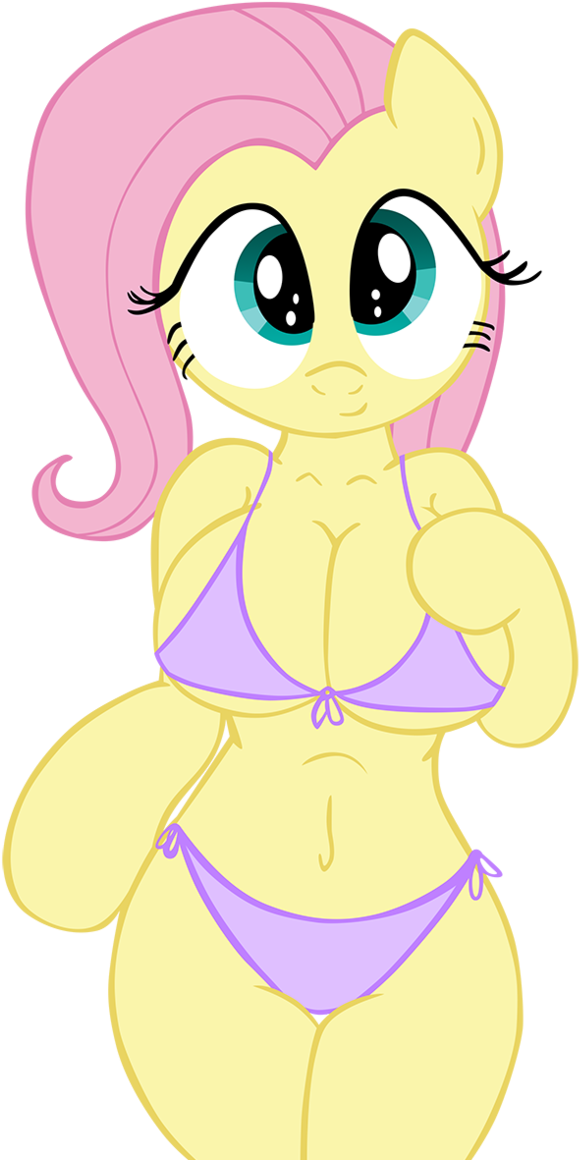 Fluttershy Sexy Bikini By Hendro107 - Mlp Anthro Fluttershysexy (655x1218)