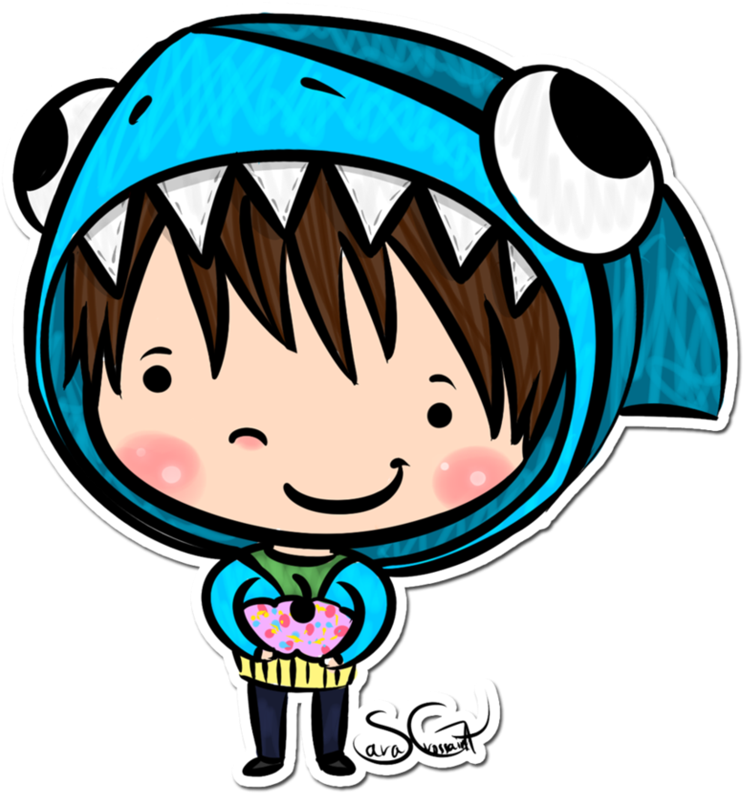 Shark Hat Boy - Cool Boy Sticker Png (864x924)