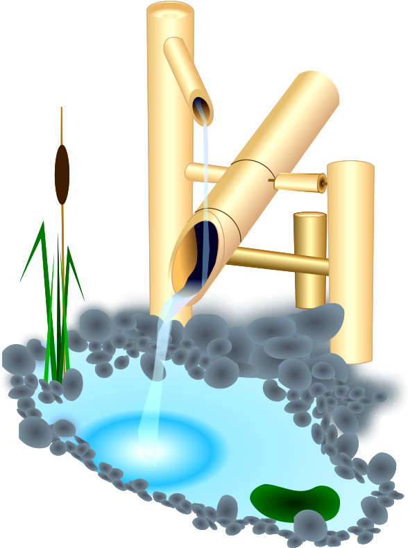 Zen Clipart - Bamboo Water Fountain Vector (599x800)