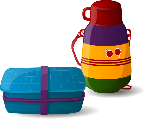 Lunch Box And Water Bottle - School Water Bottle Vector Png (487x399)