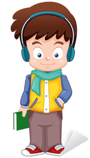 Illustration Of Cartoon Boy Listen Music Sticker • - Listen To Music Cartoon (400x400)