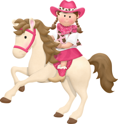 Girl Horse Cliparts - Cowgirl On Horse Clip Art (478x500)