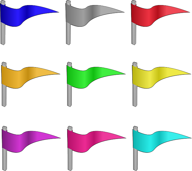 Flag, Golf, Coloured, Cartoon, Castle, Free, Color - Colored Flags (640x570)