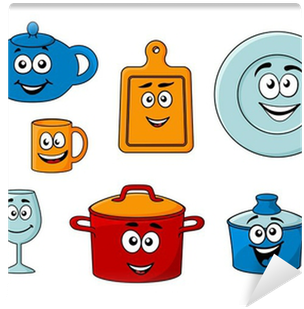 Collection Of Cartoon Kitchenware Wall Mural • Pixers® - Kitchen Utensil (400x400)