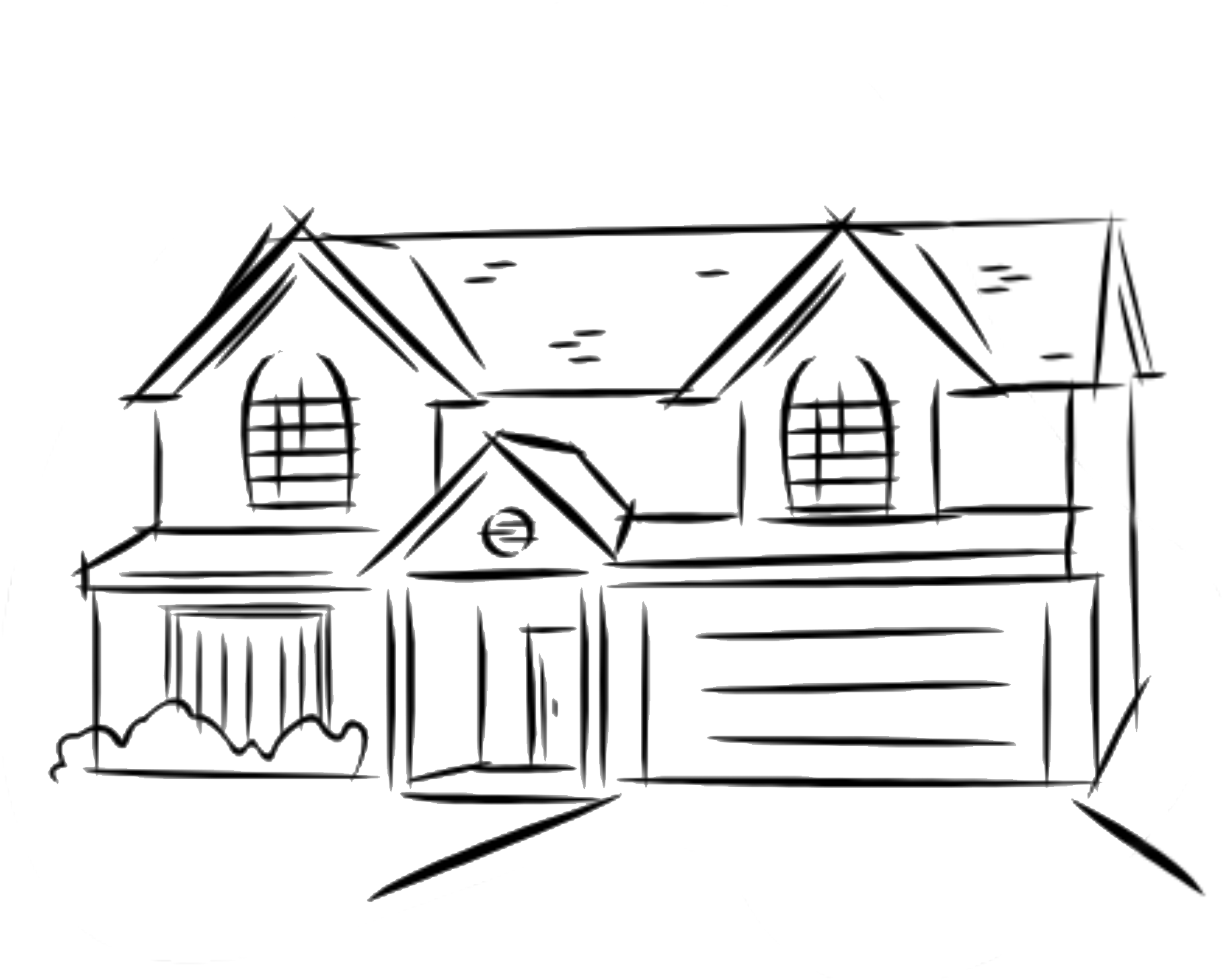 House Line Drawing Clip Art - Draw A House With A Porch Easy (1817x1458)