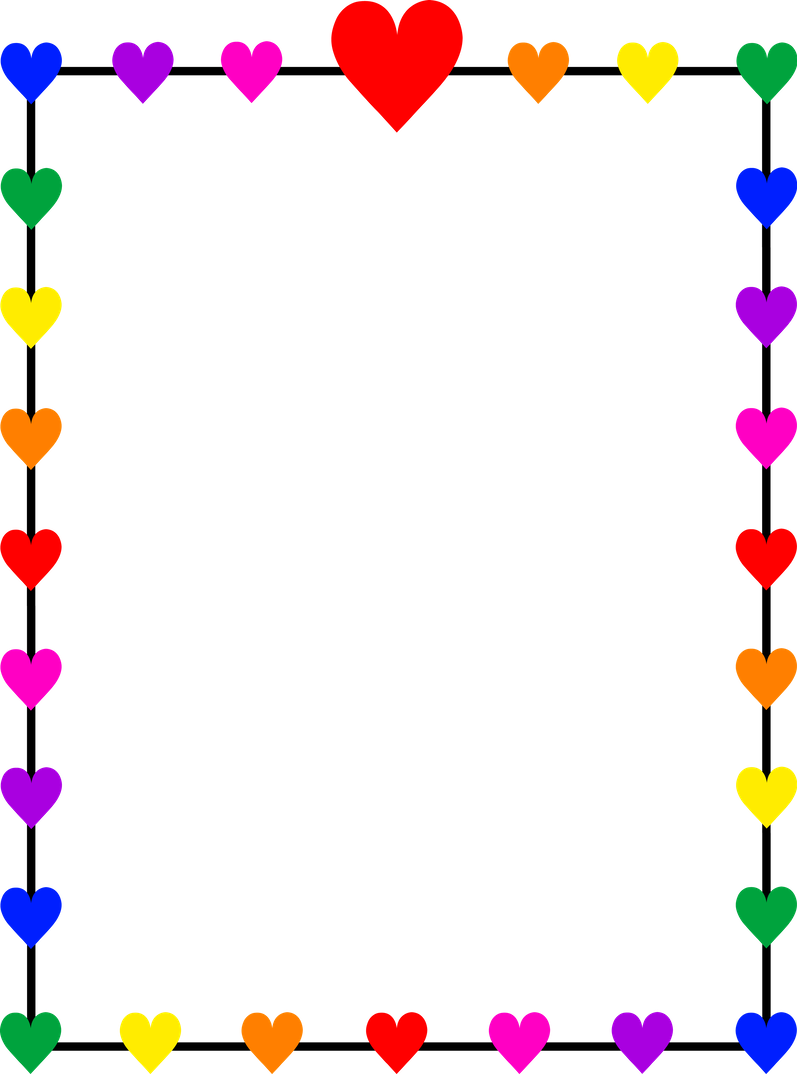 Border Designs Clip Art Cliparts Co Rainbow Hearts - Valentines Day Left Right Game (797x1074)