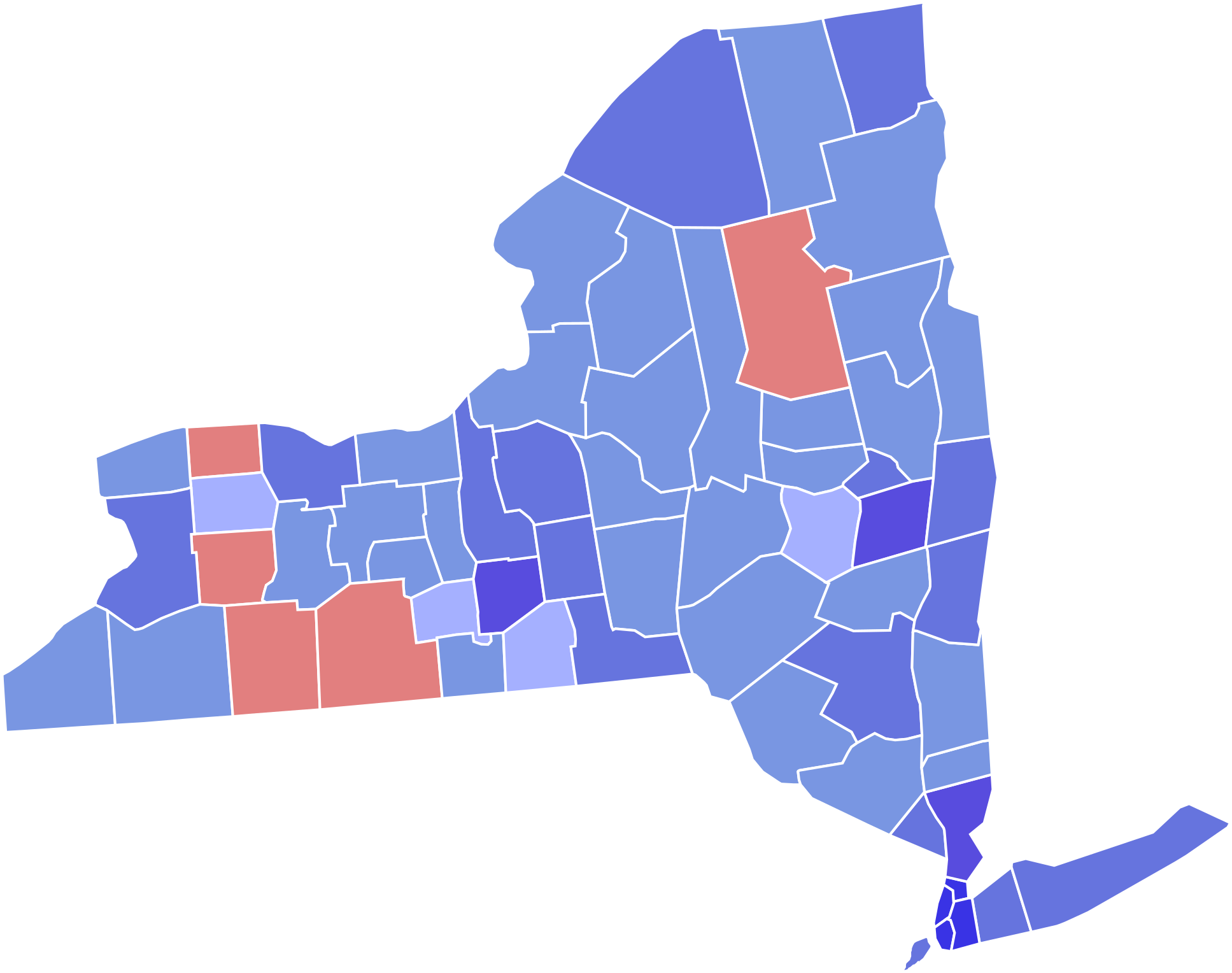 Collection Of New York Clipart - New York 2016 Election Results (2000x1579)