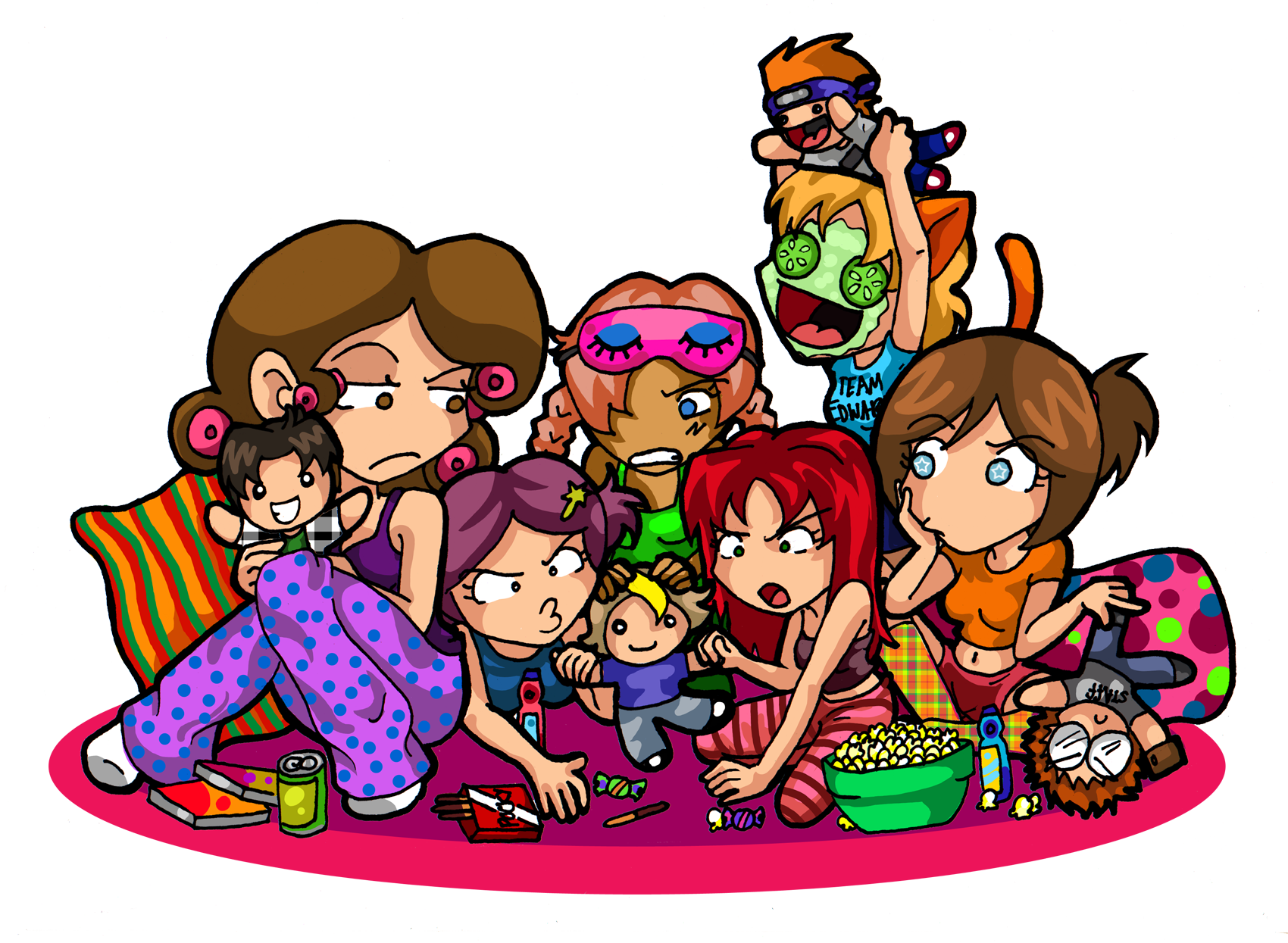 Scrapbooking Sleepover Clipart Cute - Girls Having A Sleepover Cartoon (1700x1245)