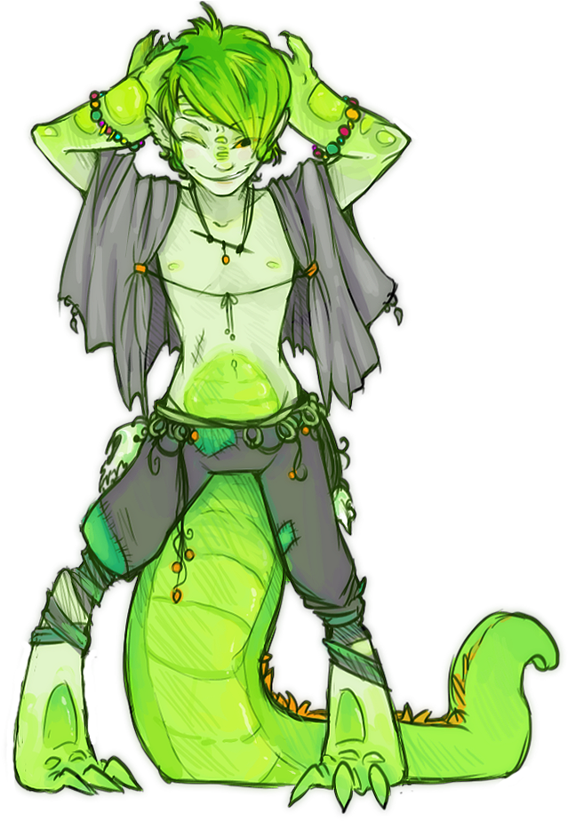 Drawn Lizard Male - Anime Lizard Boy (686x924)