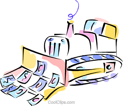 Bulldozer With Money Royalty Free Vector Clip Art Illustration - Bulldozer With Money Royalty Free Vector Clip Art Illustration (480x415)