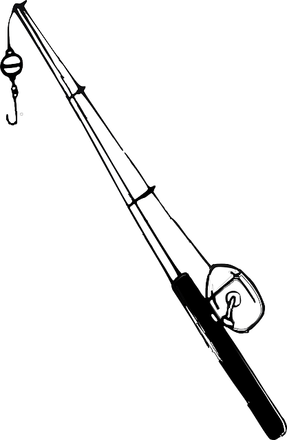 Caña De Pescar - Black And White Fishing Rod (417x640)