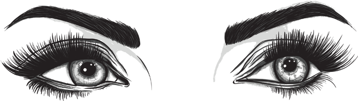 Human Eyes Clipart Black And White - Eyes And Eyebrows Png (699x271)