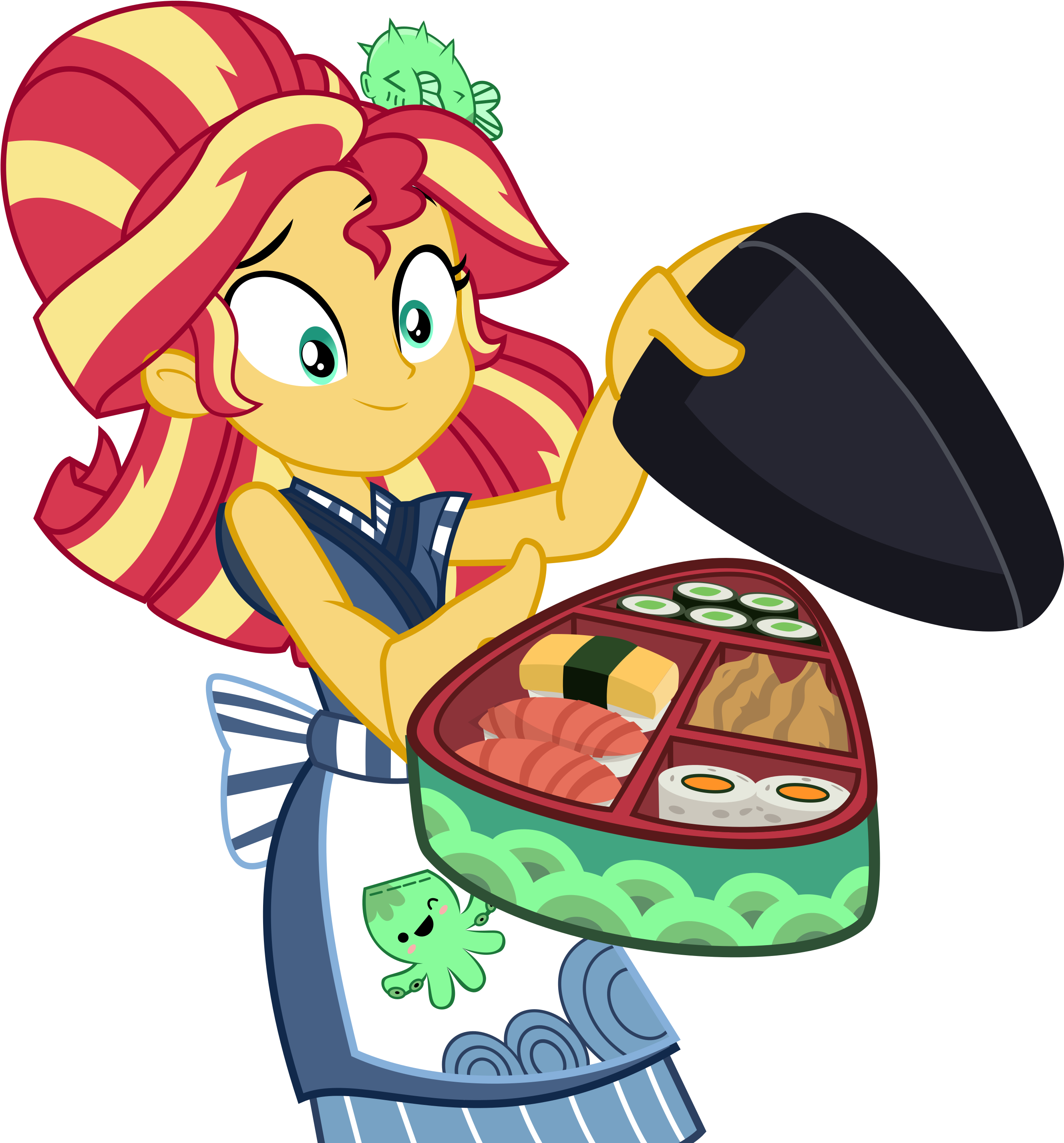 Keronianniroro, Bento, Clothes, Equestria Girls, Female, - Sunset Shimmer Sushi (3070x2870)